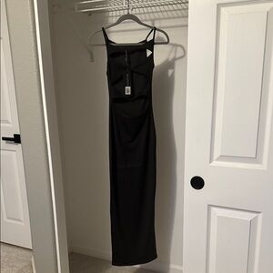 White fox long cut out black dress size X small